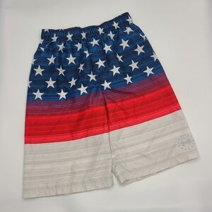 Under Armour boys' patriotic swim trunks size L